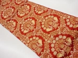 向かい鳥に花模様織出し袋帯